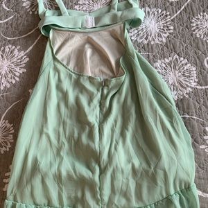 Green Backless Patchwork Lace Cami Dress